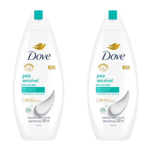 Kit c/2 Sabonetes Líquido Dove 250ml Pele Sensivel