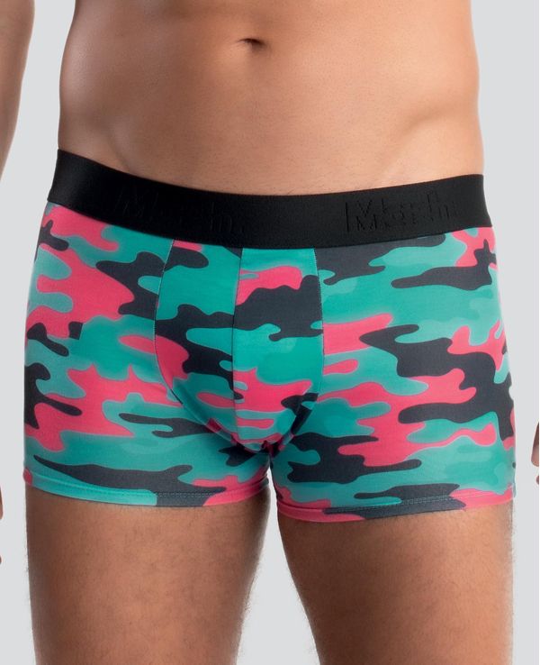 Cueca Boxer Cotton Estampa Camuflada Verde Água Claro M