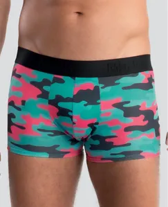 Cueca Boxer Cotton Estampa Camuflada Verde Água Claro M