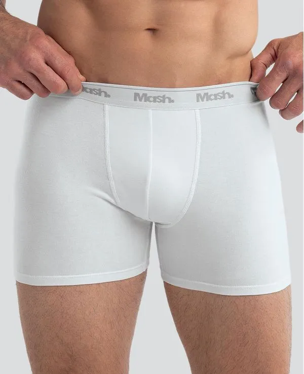 Cueca Boxer Longa Lisa Cotton Plus Size Branco XXGG