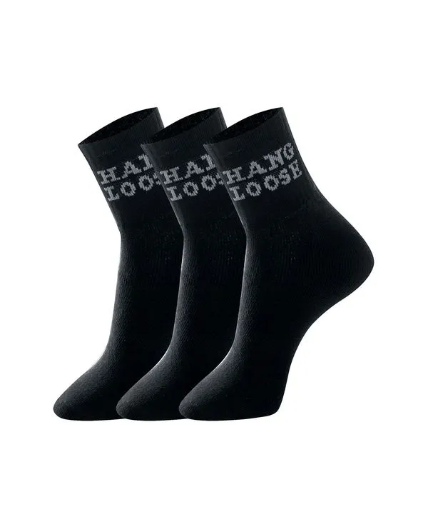 Kit 3 Pares Meia Esportiva Cano Curto Hang Loose Preto 01 34-38