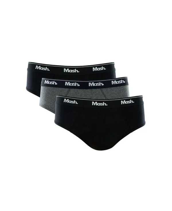 Kit 3 Cuecas Slip Algodão Plus Size Cinza Mescla Escuro XGG