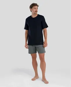 Pijama Curto Algodão Gola Careca Preto GG