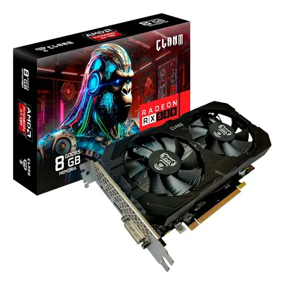 Placa De Video Clanm Amd Radeon Rx 580 8gb Gddr5 256 Bits