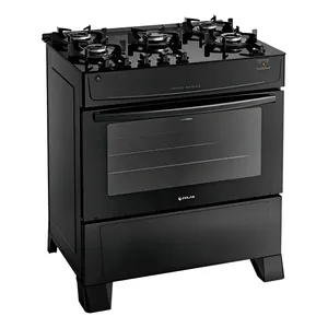 Fogão Atlas 5 Bocas preto Mônaco Top Glass com Acendimento automático
