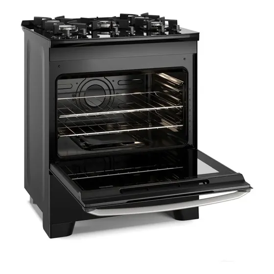 Fogão 5 Bocas Electrolux Preto Efficient Mesa de Vidro PerfectCook e Grades de Ferro (FE5GB) Bivolt
