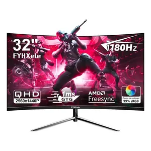 Monitor Gamer Curvo FYHXele 32" 2K 180Hz | Resolución 2560x1440 QHD, 180Hz, 1ms, FreeSync, Conexiones DP y HDMI