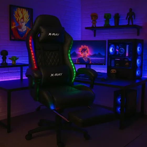 Cadeira Gamer Rgb X-ray Online Led Escritório Streamer