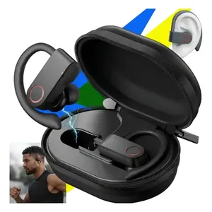Fone De Ouvido Bluetooth Sem Fio Tws Esportivo Compatível Com iPhone Samsung Xiaomi Motorola Celular Android Academia Caminhada Esporte Tipo Gancho Preto Boyu Cell