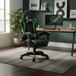 Cadeira Gamer Python Fly GC01 Ergonômica Reclinável Com Apoio Para Pés 150 kg Preto/Verde