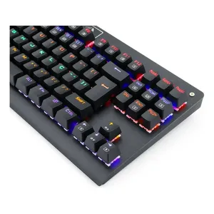 Teclado Redragon Dark Avenger QWERTY Redragon MK2 DIY Brown português Brasil cor preto com luz rainbow