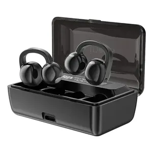 Fones De Ouvido Inova Bluetooth 6.0 Clip-ear Esportivo Hi-fi Tws Ipx5 Com Alta Duração Bateria, Display Led Nível Bateria Integrado - Microfone Para Academia,corrida E Escrit - Preto