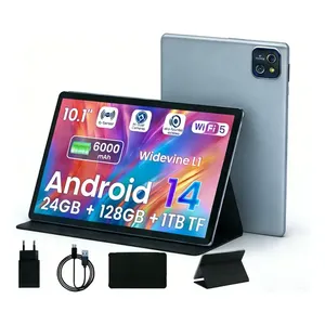 Tablet Pab Android 14 10.1 128GB+1TB TF Ram Octa-core Cinza Wifi,Unissex, para estudantes e trabalho, com capa protetora
