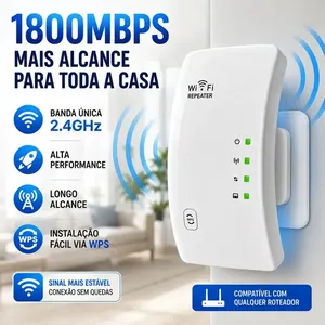 Repetidor De Sinal Wi-fi Roteador Wireless 1800mbps Amplificador Extensor Longo Alcance E Alta Performance Turbo Sem Fio Branco