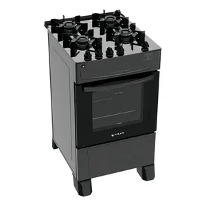 Fogão 4 Bocas Atlas Mônaco Top Glass com Mesa de Vidro e Acendimento Automático Preto Bivolt