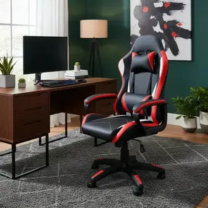 Cadeira Gamer Barata Ergonômica Python Fly Couro Sintético Cor Vermelho