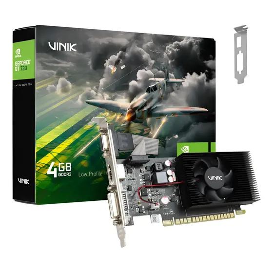 Placa de Vídeo GT 730 4GB DDR3 128bits Vinik Low Profile HDMI VGA DVI