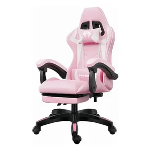 Cadeira Gamer Python Fly Rosa/Branco Reclinável 150kg Apoio de Pés
