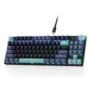 Teclado Mecânico Gamer Rgb Tkl, Tri-mode(2.4g/bluetooth/usb-c) Teclado Sem Fio Anti Ghost Colorido, 87 Teclas Ansi Com Knob Gamer/office Modo, Para Laptop Pc Gamer Xbox Preto