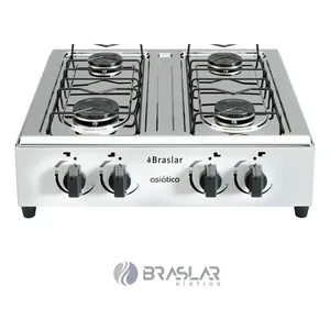 Fogão de Mesa 4 Bocas Acendimento Manual Braslar Branco