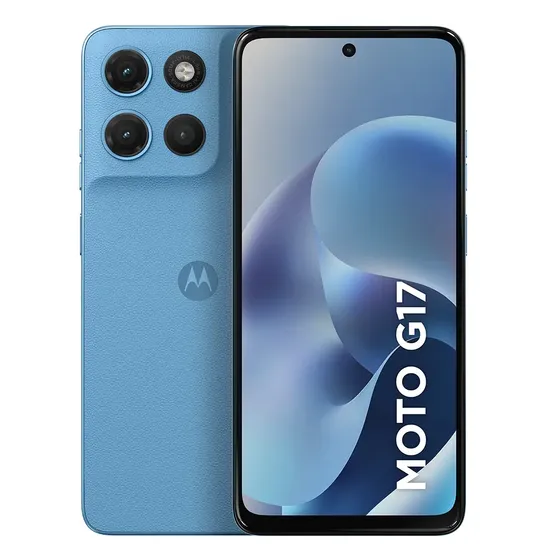Smartphone Motorola Moto G17 4g - 256gb 12gb (4gb Ram + 8gb Ram Boost) Camera 50mp Sony Lytia 600, Tela Fhd+ 60hz, Bateria 5200 Mah - Azul