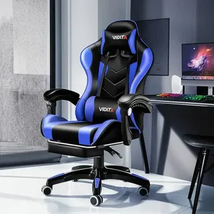 Cadeira Gamer Ergonômica Vidita GX2000, Azul com Apoio de Pés