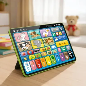 Tablet Infantil Interativo Premium Educacional Educativo Tela Grande 3 Idiomas Verde-claro Aprendizado Lúdico Alfabetização Letramento Brincadeiras Jogos Inglês Português Espanhol