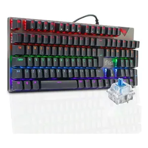Teclado Gamer Mecânico Blue Switch Led Rgb Usb Computador Notebook Pc Ps4 Xbox Cor Preto Digital Informática