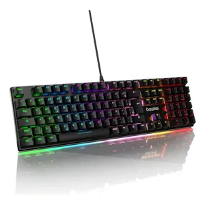 Teclado Gamer ABNT2 RGB Customizável Switch Red Silencioso, Anti-ghosting E Impermeável Teclado para PC, Português Brasil
