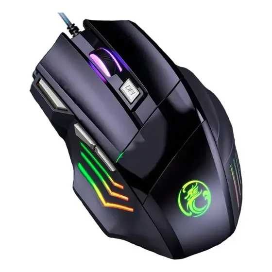 Mouse Gamer Óptico Com Led Rgb Usb Exbom Cor Preto 3200 Dpi
