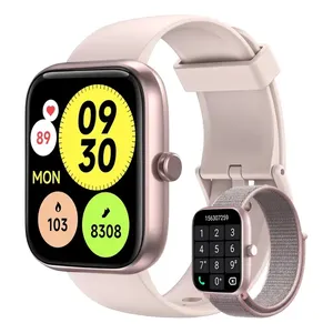 Smartwatch Relógio Inteligente 1.83 Alexa 2 Pulseiras Rosa
