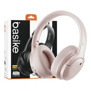Fone De Ouvido Headphone Bluetooth 5.4 Basike Ba-FON193 Sem Fio Over-Ear Com Cancelamento Ativo De Ruído ANC Microfone Bateria 40h Isolamento Acústico Hi-Fi Premium Rosa