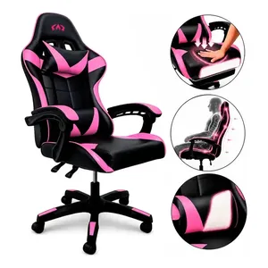 Cadeira Gamer Escritório Ergonômica Profissional Couro 135kg Cor Rosa