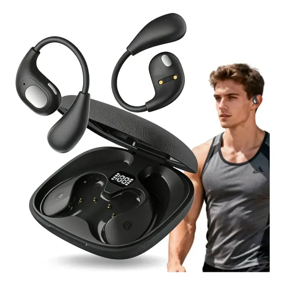 Fone de Ouvido Esportivo Sem Fio Bluetooth 5.4, Com Cancelamento de Ruído e Microfone