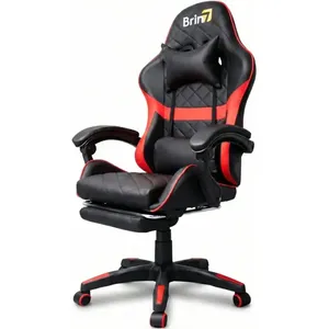 Cadeira Gamer Brin7 Couro Sintético Preto Vermelho Vermelho Couro Sintético