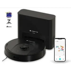 Robô Aspirador Pó Inteligente Kuanttum X10 Base Poeira Limpeza 3 em 1 Passa Pano Smart Wi-Fi Laser 5000Pa Giroscópio LDS Laser App Tuya Cor Preto 110V