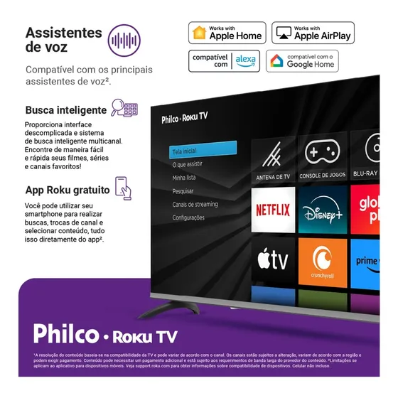 Smart TV 40" Philco Roku TV HDR10 Dolby Áudio P40CRA