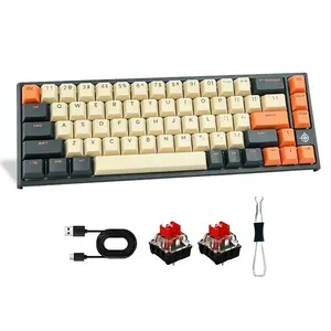 Teclado Mecânico Gamer Mk26 60% Switch Red Rgb 67 Teclas Usb , Inglês Us Laranja