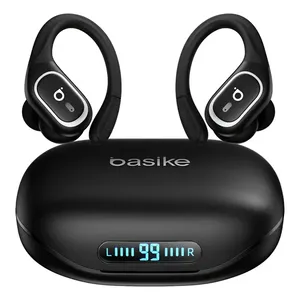 Basike Fone De Ouvido Bluetooth 6.0 Esportivo Sem Fio Gancho Intra-auricular,estéreo,Com display Led, Tws, Ipx5, Enc, Suporta Chamadas De Voz, Compatível Android E Ios, Cor Preto