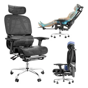 Cadeira de Escritório Ergonômica Hivento com Apoio Lombar e Apoio de Cabeça 3D, Reclinável até 145°, Preta