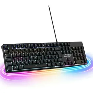 Teclado Mecânico Gamer RGB ABNT2 106 Teclas Switch Red Silencioso Anti Ghosting Full Size Com Fio USB Para PC Notebook Português Brasil