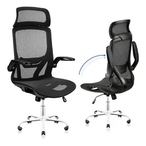Cadeira de Escritório Hivento Ergonômica, Preta com Encosto Reclinável e Apoio de Cabeça para 120 kg