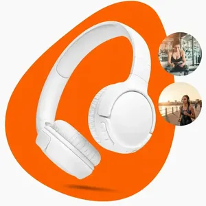 Fone De Ouvido Bluetooth 5.3 Sem Fio Wireless Headphone Estéreo Graves Potentes Com Microfone Redução De Ruído Para Celular Notebook Gamer Tablet Academia Treino Música - Branco
