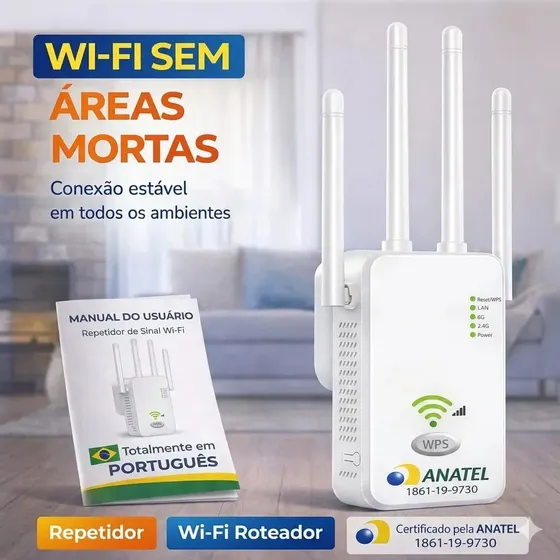Repetidor Sinal Wi-Fi Titanis 4 Antenas 300Mbps 2.4GHz Branco