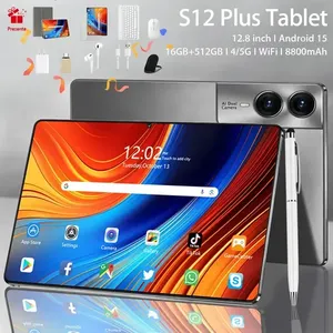Tablet Android 16GB RAM 512GB Memória Tela Grande 12.8 Bateria 8800mAh Wi-fi 5G Jogos Pesados Completo Com Teclado Mouse Cinza