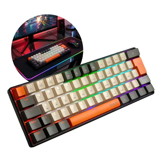 Teclado Gamer Mecânico 60% Switch Blue Rgb Anti Ghosting Pc