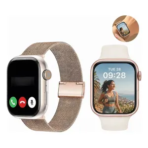 Relógios Smartwatch Rosa Ouro Pulseira Milanesapulseira Branco Milanês Dourado