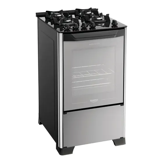 Fogão 4 Bocas Dako Magister Style Com Mesa De Vidro Preto/espelhado