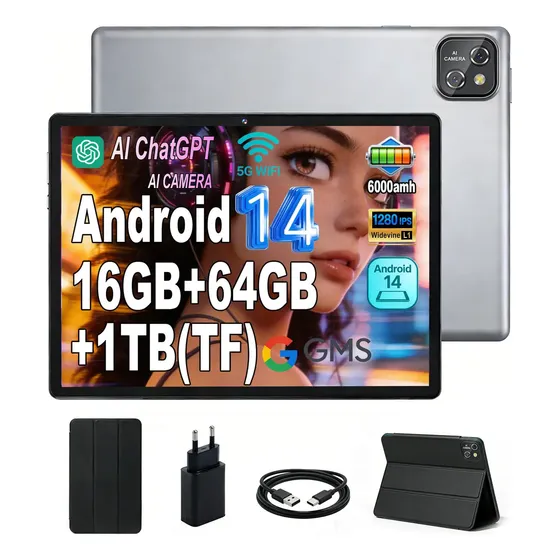 Tablet Acrensly M17 de 10.1" e 64GB com 16GB RAM, Android 14