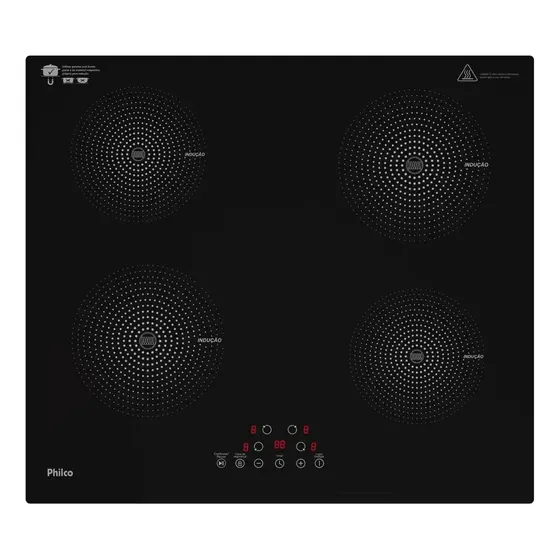 Fogão Cooktop De Indução Philco 4 Bocas Pct40a 9 Níveis+turbo Touch Preto